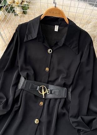 Удлиненная рубашка-платье с широким поясом