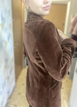 Винтажный пиджак жакет женский на осень бархатистый коричневый ретро раритет4 фото