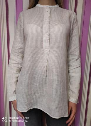 Zanetti оригинал льняная блуза блузка рубашка лен италия, лляна сорочка1 фото