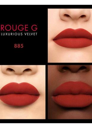 Помада для губ guerlain rouge g luxurious velvet 885 - fire orange3 фото