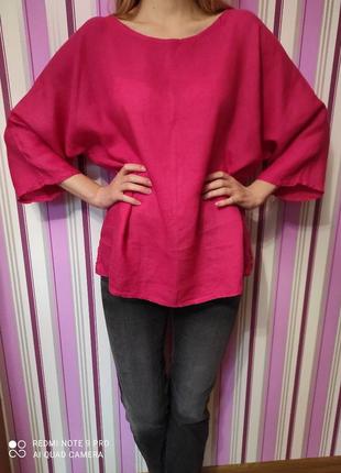 Льняная блуза италия розовая льон, лляна бохо1 фото