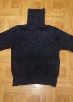 Шикарный ангоровый шерстяной свитер с горлом черный пушистый в идеале 90% шерсть5 фото