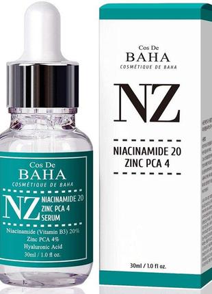 Сироватка для обличчя з ніацинамідом і цинком cos de baha niacinamide 20% + zinc 4% serum nz