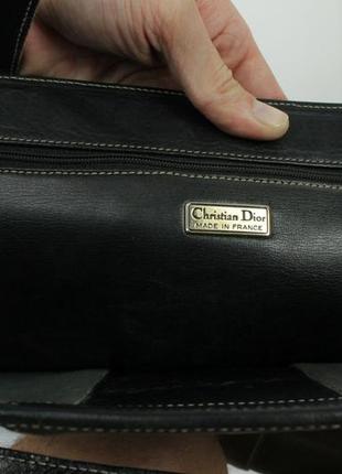 Винтажная кожаная сумка christian dior vintage black leather shoulder bag9 фото