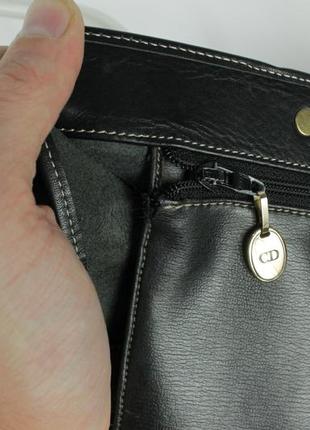 Винтажная кожаная сумка christian dior vintage black leather shoulder bag10 фото