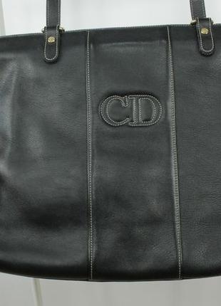 Винтажная кожаная сумка christian dior vintage black leather shoulder bag2 фото