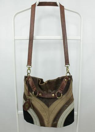 Шкіряна сумка fossil vintage long live shoulder crossbody сombination skin bag