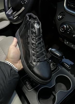 Зимние мужские ботинки armani black (мех) 41-443 фото