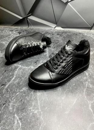 Зимние мужские кроссовки armani black (мех) 40-41-42-43-44-452 фото