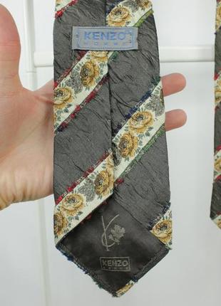 Стильна вінтажна краватка kenzo homme flower print silk tie3 фото