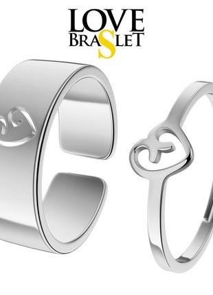 Парные кольца с сердцами, набор колечек из нержавеющей стали для двух влюбленных, размер регулируется1 фото