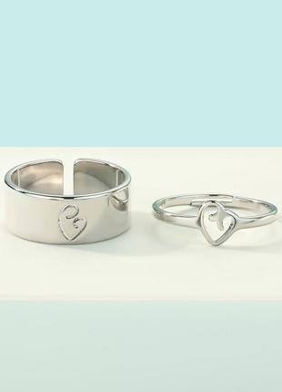 Парные кольца с сердцами, набор колечек из нержавеющей стали для двух влюбленных, размер регулируется2 фото