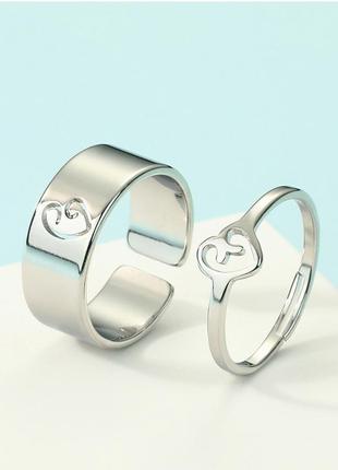Парные кольца с сердцами, набор колечек из нержавеющей стали для двух влюбленных, размер регулируется3 фото