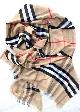Роскошный большой шарф шаль палантин пашмина в стиле burberry1 фото