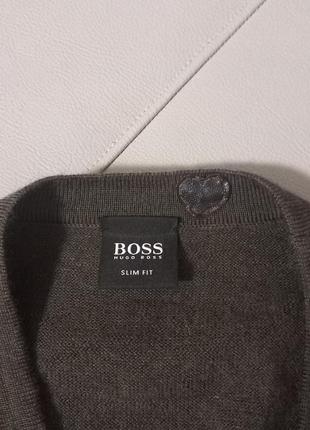 Hugo boss! оригинал! шерстяной кардиган/светер шоколадного цвета!4 фото