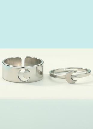 Парные кольца с лунной, набор кольца из нержавеющей стали для двух влюбленных, размер регулируется.2 фото