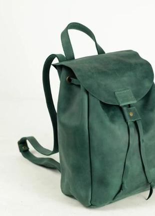 Кожа. ручная работа. кожаный рюкзак, рюкзачок зеленый4 фото
