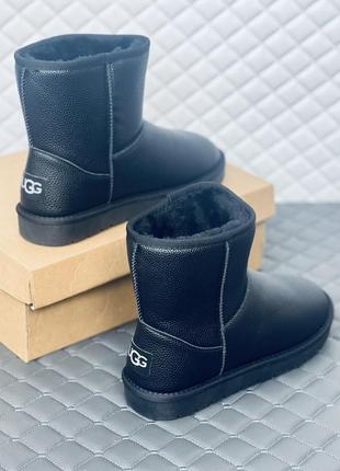 Кожаные мужские  унисекс угги mini ugg leather шкіряні уггі