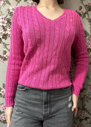 Коттоновый свитерик polo ralph lauren/светик в косичке/розовый свитер/осенний коттоновый свитерик polo ralph lauren3 фото