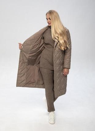 44-54 демисезонное женское пальто бежевое mira3 фото