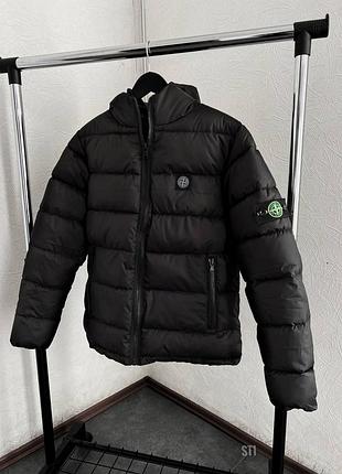 Мужской теплый пуховик stone island черный