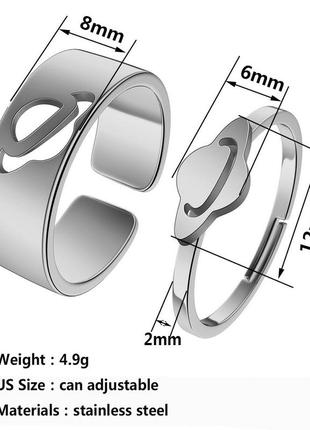 Парные кольца с планетами, набор кольца из нержавеющей стали для двух влюбленных, размер регулируется4 фото