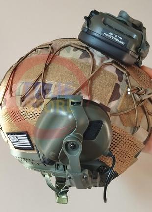 Комплект шлем военный fast nij 3a (nato) + активные наушники earmor m31 (mod4) +...