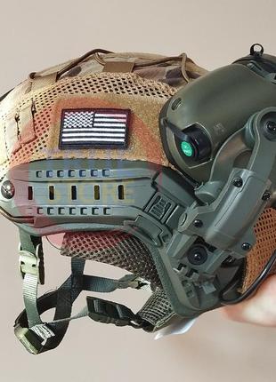 Комплект шлем военный fast nij 3a (nato) + активные наушники earmor m31 (mod4) +...