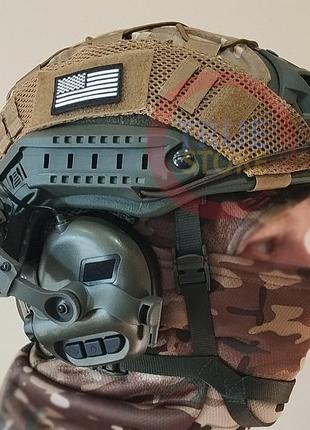 Комплект шлем военный fast nij 3a (nato) + активные наушники earmor m31 (mod4) +...