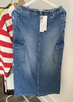 Стильная новая джинсовая длинная юбка юбка zara.9 фото