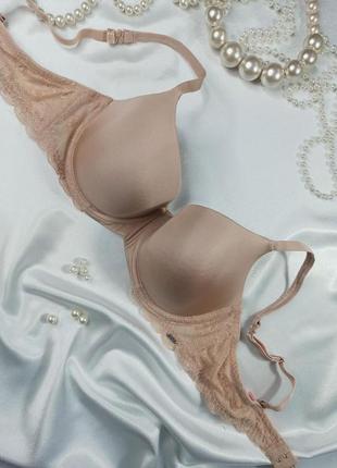 90b / 40b роскошный гладкий нюдовый бюстгальтер с кружевной спинкой hunkemoller