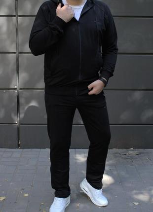 Черный демисезонный спортивный костюм мужской олимпийка штаны8 фото