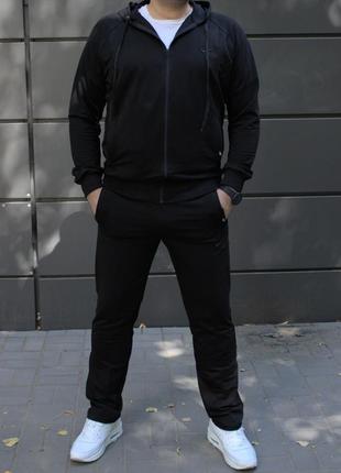 Черный демисезонный спортивный костюм мужской олимпийка штаны4 фото