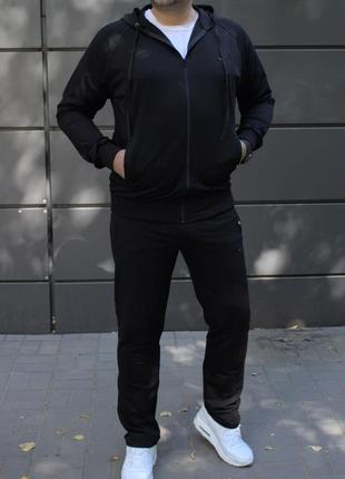 Черный демисезонный спортивный костюм мужской олимпийка штаны6 фото