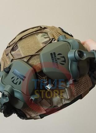 Комплект шлем тактический fast nij 3a + активные военные наушники walkers razor + крепления "чебур5 фото