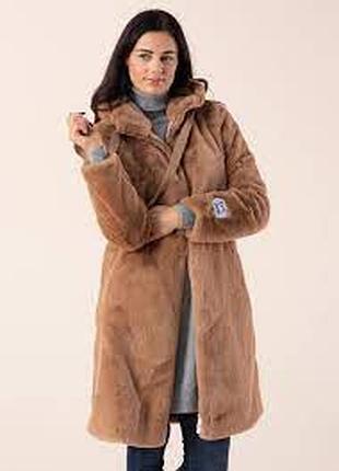 Жіноча плюшева еко шуба тедді бежева коричнева rino pelle