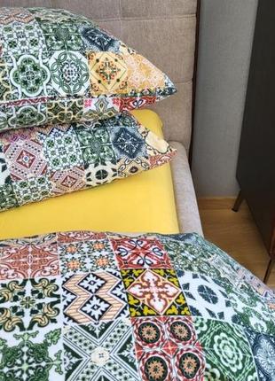 Комплект постельного белья мозаика/желтый, turkish flannel2 фото