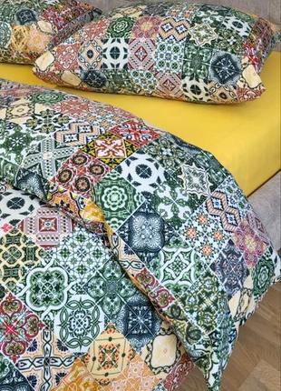 Комплект постельного белья мозаика/желтый, turkish flannel4 фото