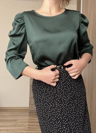 Блуза атласная хаки6 фото