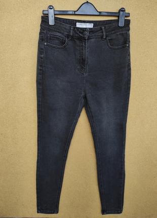 Плотные стрейтчевые джинсы скини высокая посадка графит next2 фото