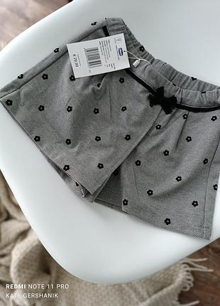Стильні юбка-шорти з велюровим бантиком chicco 6р. 116 см.