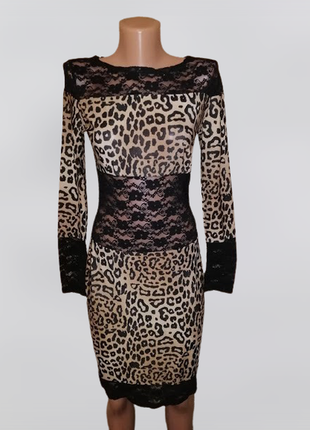 🧡🧡🧡стильне жіноче леопардове плаття з мереживними, гіпюровими вставками classic🧡🧡🧡2 фото