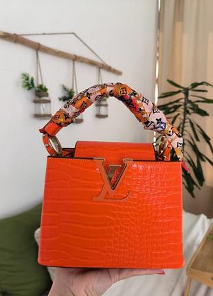 Женская сумка louis vuitton capucines crocodile orange3 фото