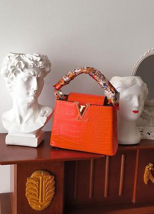 Жіноча сумка louis vuitton capucines crocodile orange