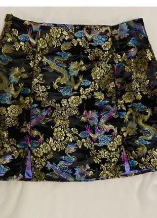 Shein отличная яркая мини юбка с восточной расцветкой.2 фото