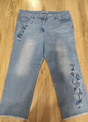 Укороченные джинсы с вышивкой george батал