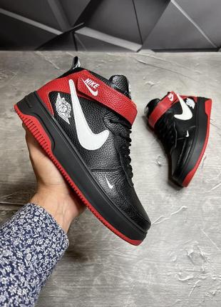 Зимние мужские ботинки nike black red (мех) 40-41-43-44