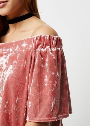 💜💜💜бархатный, велюровая блузка, кофта с открытыми плечами cameo rose (сток)💜💜💜3 фото