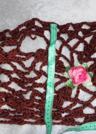 Вязаный шарф шаль розы3 фото