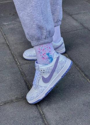 Кроссовки nike dunk low purple pulse white/ light blue dm9467-500